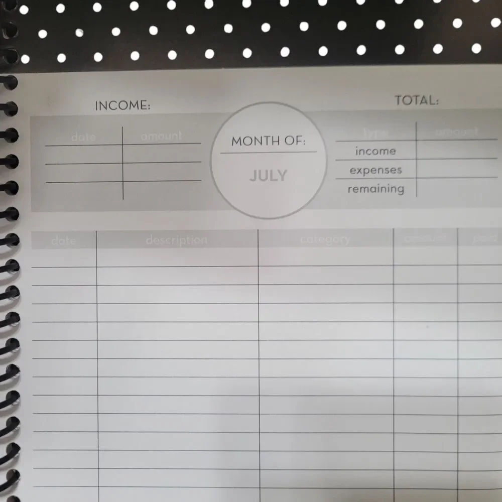 Yearly home finance / bill organizer